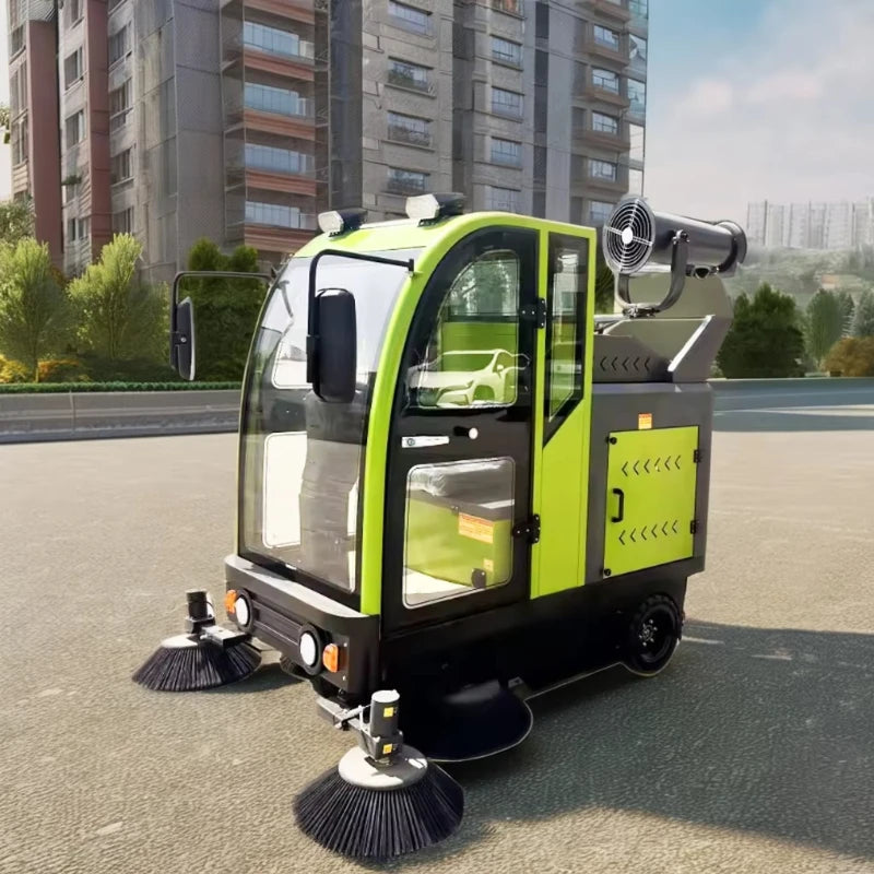 All Closed Ride On Lithium Electric Street Sweeper Filter Dust Collection Cabin Cleaning Vehicle For Campus Main Road