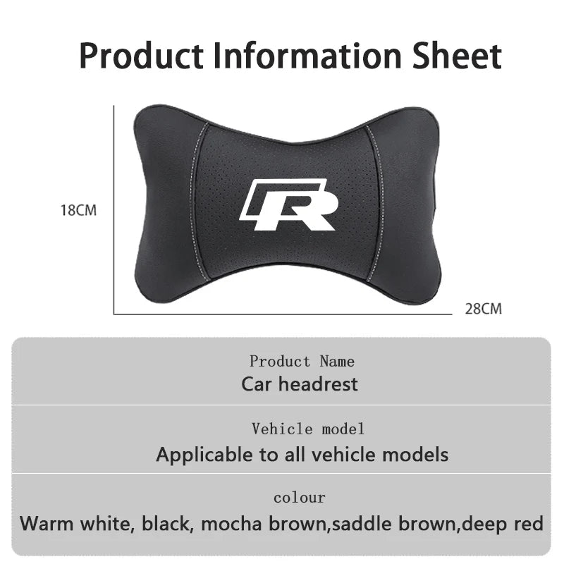 Keychain Leather Car Seat Headrest Memory Foam Comfort Neck Pillow Auto Interiors For Volkswagen VW T5 ID3 Tiguan GTI RLine Golf