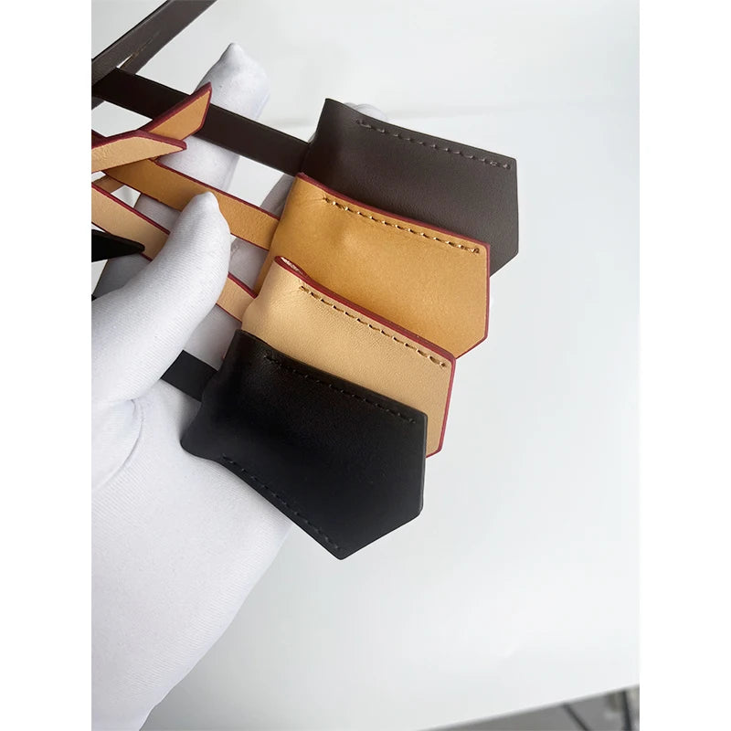 Custom Letters New Vegetatle-tanned leather luggage Tag Genuine Leather Bag Charm Decorativa Gift Vegetable Leather Hang Tag