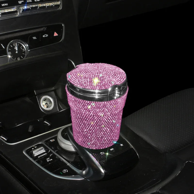 Car Ashtray Auto Portable Bling Cigarette Smokeless With LED Light Indicator Car Accessories for Women재떨이