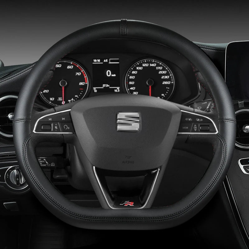 Microfiber Leather Car Steering Wheel Cover Non-Slip 38cm For Seat Tarraco Arona Ateca Ibiza Toledo Mii Leon Arosa Exeo ST FR