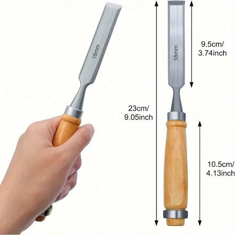 4Pcs Wood Carving Chisels Set Professional for Woodworking - 6/12/18/24mm Comfortable Beech Handle Wood Chisel with Wood Handles