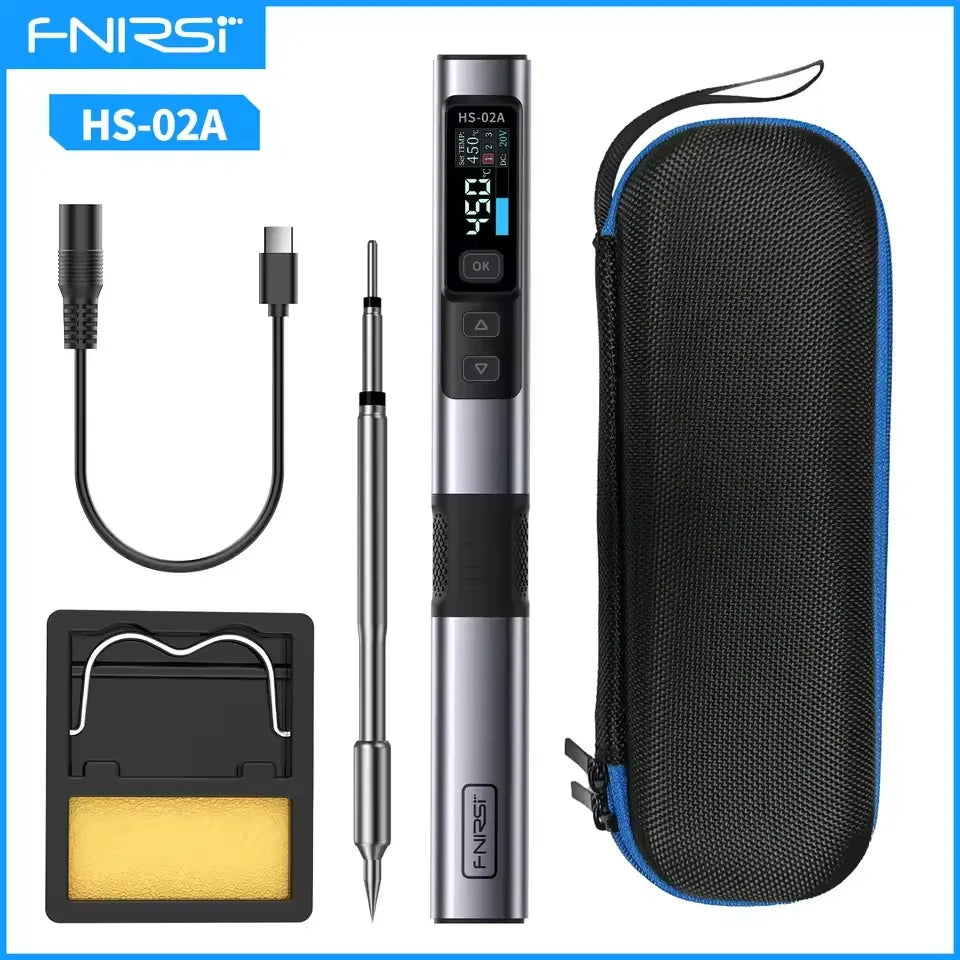 FNIRSI HS-02A 100W Portable Corded Soldering Iron Kit,3S Fast Heating,212-842℉,Pre-set 3 Groups Temperature,6 F245 Solder Tips