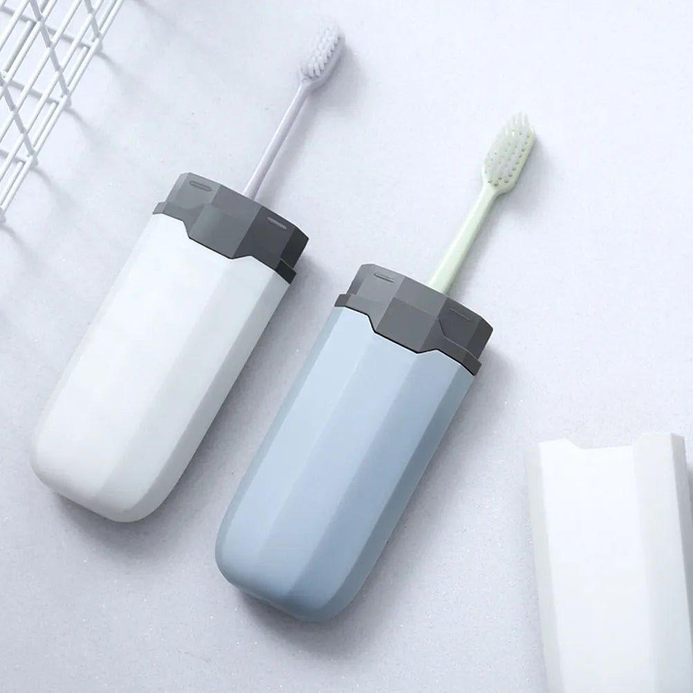 4Pcs Portable Plastic Toothbrush Case Travel Brush Holder Toothbrush Storage Box Gray Blue White Transparent Black Transparent