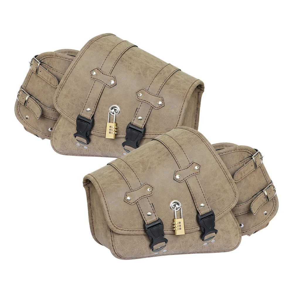 Sacs de selle de moto rétro pochette mallette de rangement valise de réservoir de bagages latéraux sacs en cuir PU/PVC