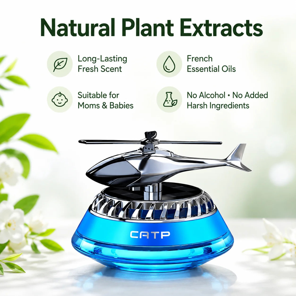 Solar-powered Car Air Freshener Helicopter-style Car Perfume Car Fragrance Odor Remover Long-lasting Light Scent