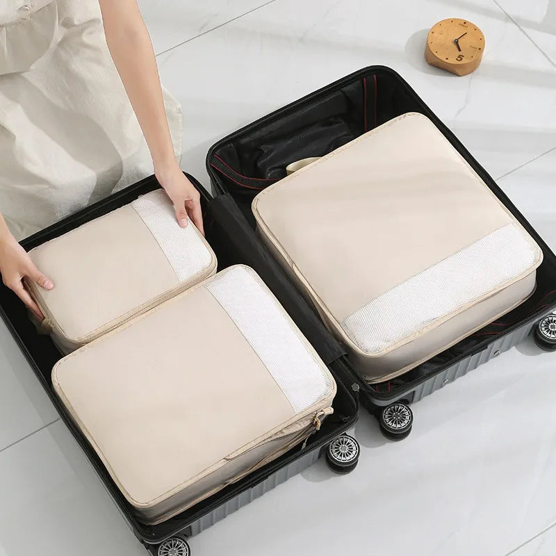 Compression Packing Cubes 3PCS Set Waterproof Travel Suitcases Organizer Packing Cubes Women Travel Clothes Luggage Organizer