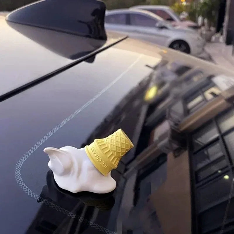 1pcs Car Decorative Accessories: Ice Cream Cone Hanging Ornament for Cars and Electric Vehicles - Creative Decorative Item
