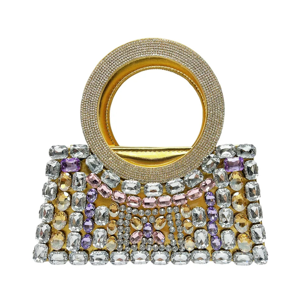 New fashion dinner bag, high-end women's handbag, full diamond messenger women's bag, light luxury temperament chain bag