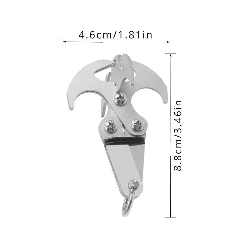 Folding Grappling Hook - Stainless Steel Survival Claw, Heavy Duty Rock Climbing Tool for Outdoor Camping/Hiking/Tree Rescue