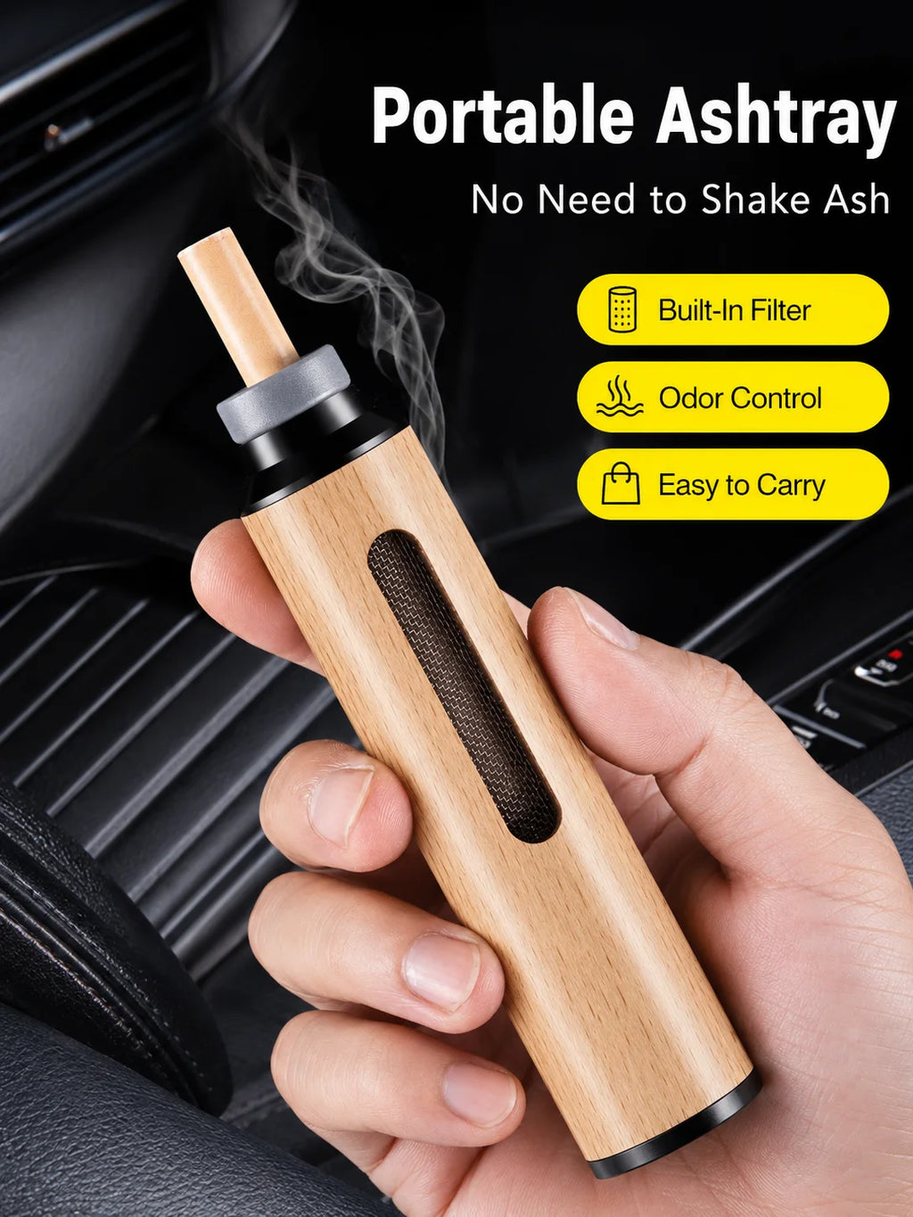 Lazy Man Portable Bulletfree Ashtray Drive Do Not Fall Ash Car Ashtray Smoking Special Cylinder Reusable Portable Ashtray