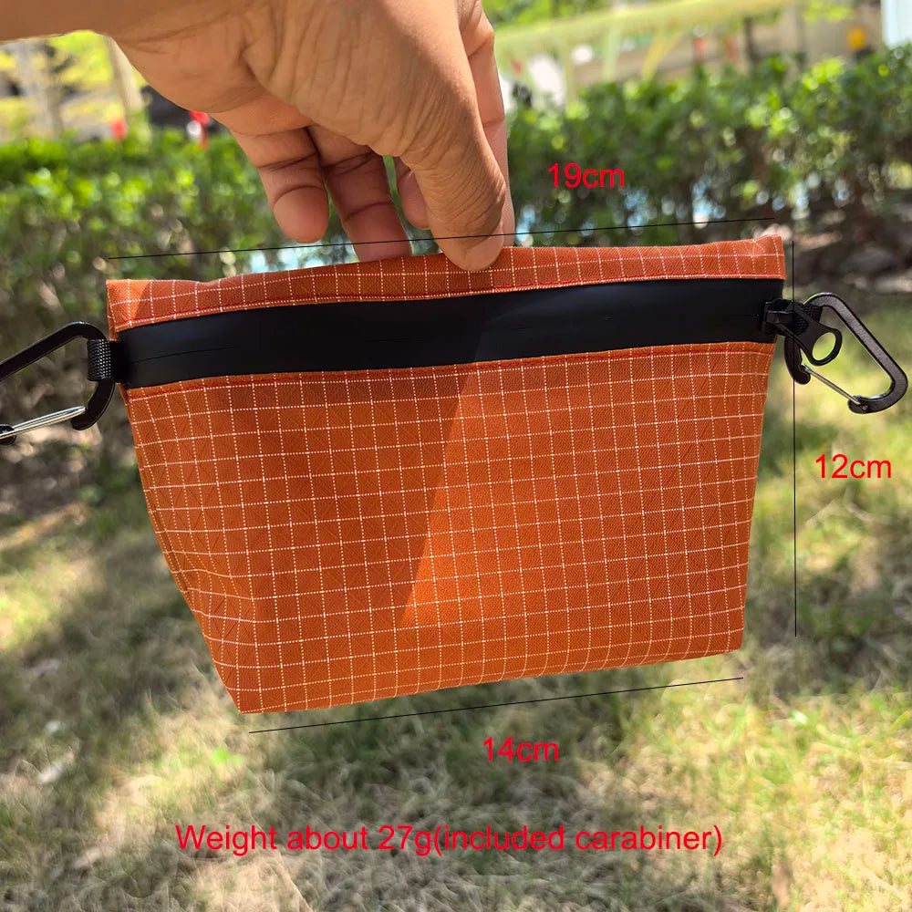 16g Lightweight Waterproof EDC Pouch for Outdoor Hiking Camping with Zipper and Passport Storage