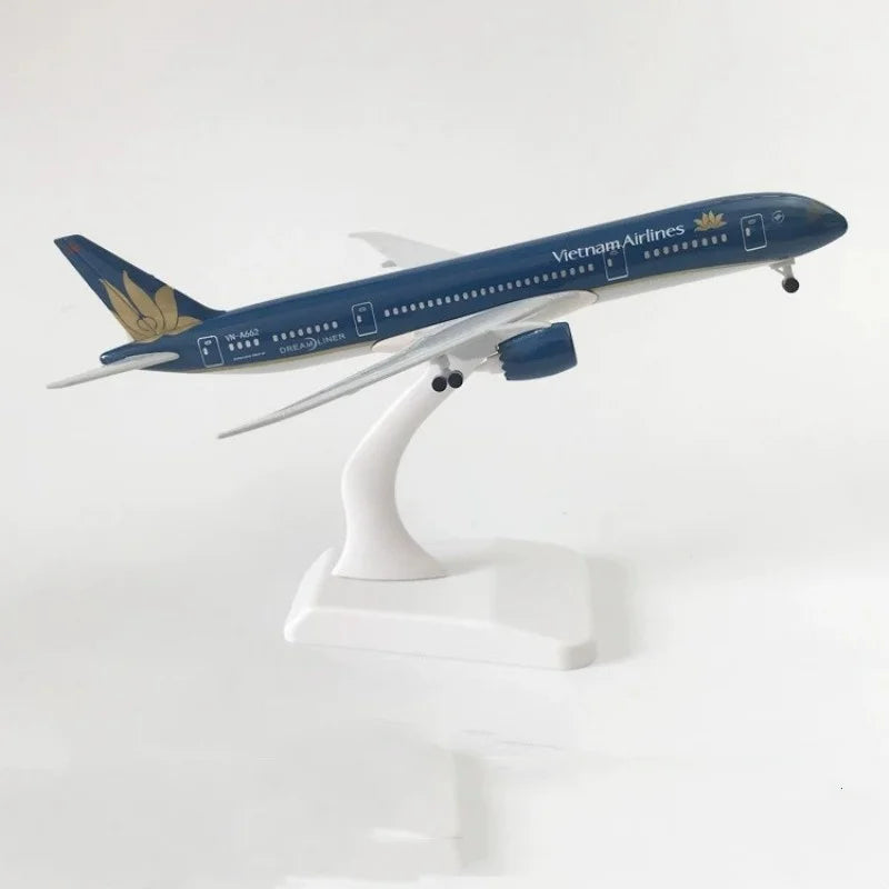 20cm Vietnam Airways Aircraft B787 Metal 1/400 Scale Alloy Model Airplane With Wheels & Base Toy Model Miniature Plane Gift
