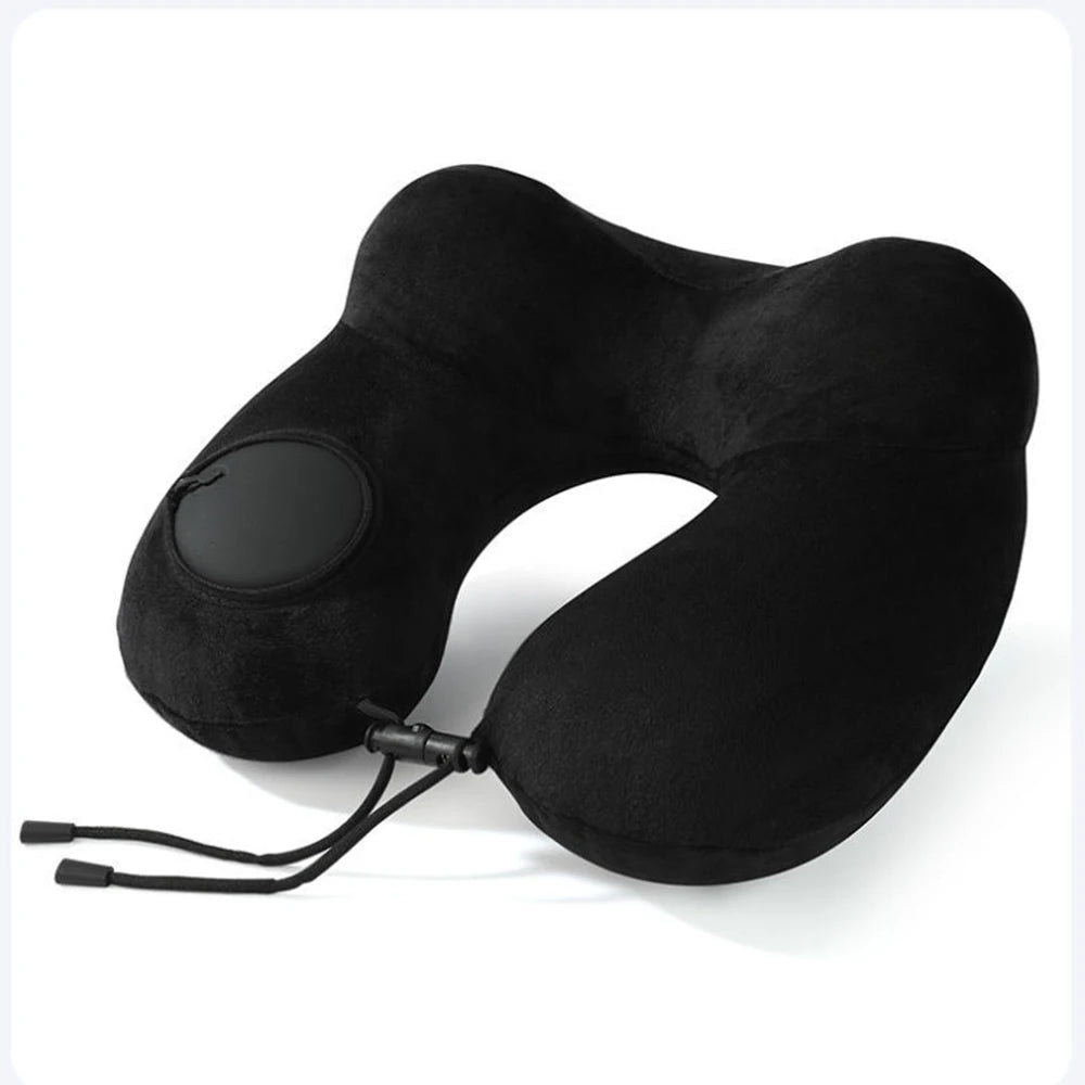 1pc Press And Inflate Portable Neck Pillow, Detachable For Cleaning, Suitable For Outdoor Travel, Business Travel, And Camping