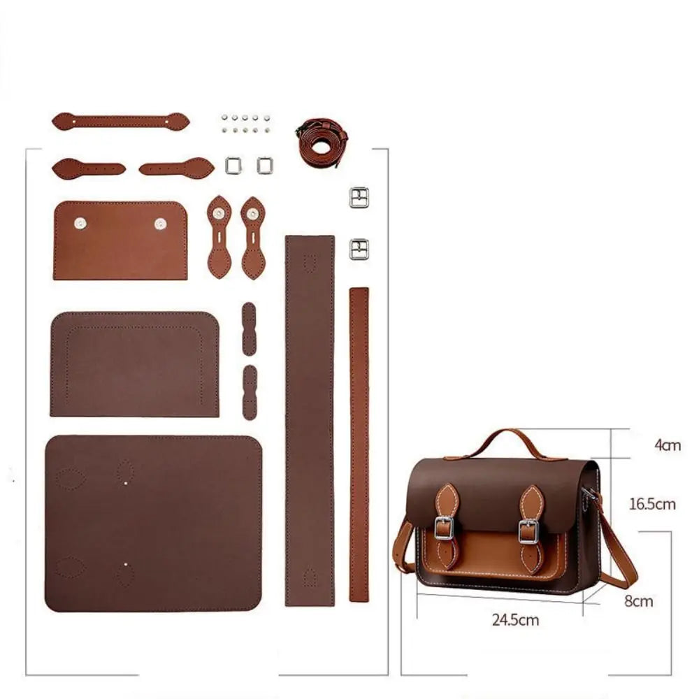 New PU Leather DIY Material Bag 10 Colors DIY Cambridge Messenger Bag Hand-stitched Self-made Bag Women