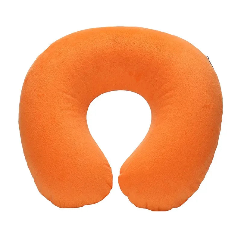 1/3/4Pcs Travel Pillow Car Air Flight Office Inflatable Neck Pillow Short Plush Cover PVC Support Headrest Soft Nursing Cushion