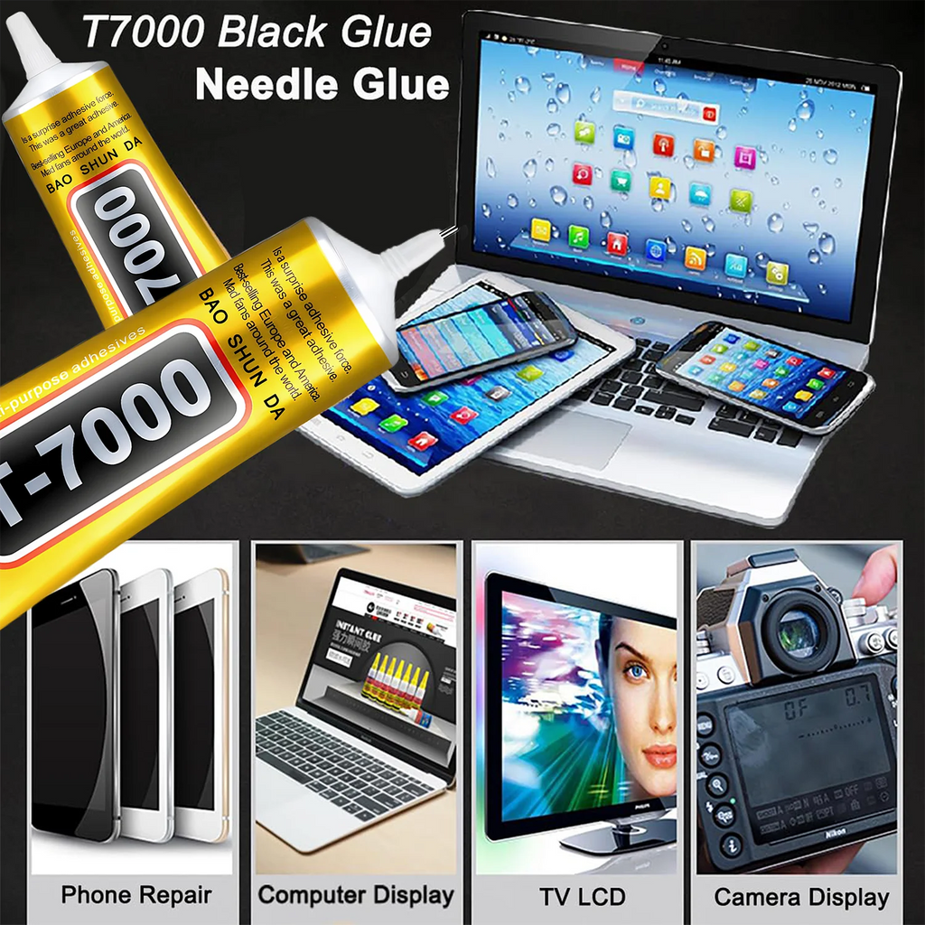 30pcs T7000 Upgrade Black Contact Cellphone Tablet Repair Adhesive,Strong Multi-Purpose Glue T7000 Precision Applicator Glue15mL