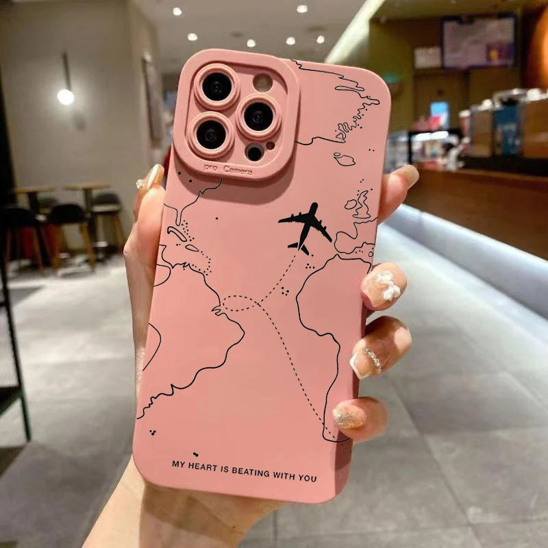 Travel-nspired Airplane Route Design Case For Xiaomi Mi 11 Lite 5G 14 13T 13 12T 12X 12 11 Poco F6 F5 X6 X5 X3 M6 Pro Soft Cover