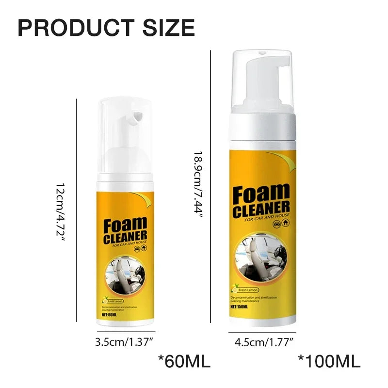 KMIND Car Interior Foam Cleaner 60ml/150ml Multi-Purpose All-in-One Cleaner for Leather Seats, Upholstery, Dashboard & Carpet