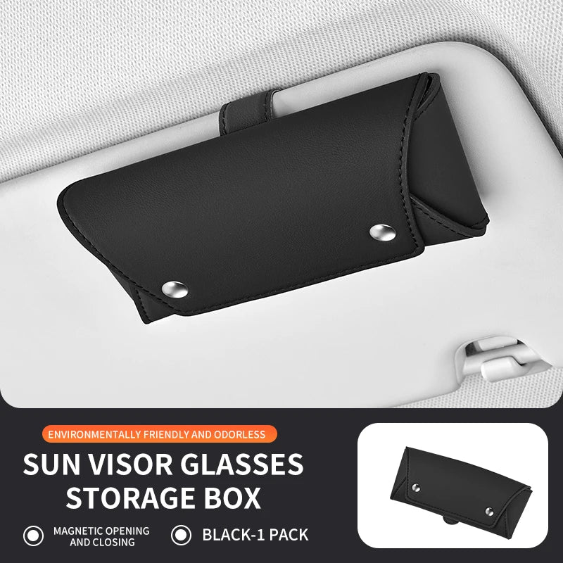 New Car Sun Visor Storage Holder Magnetic Suction Car Glasses Case Car Interior High-end Sunglasses Box Car Interior Accessorie