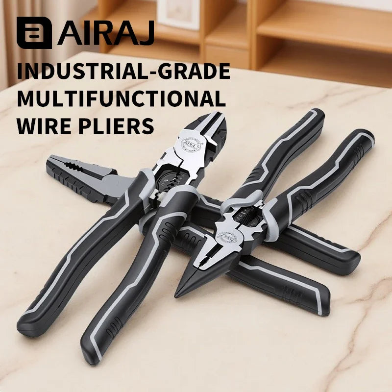 AIRAJ 3 PCS Multifunctional Electrician Wire Pliers Heavy Duty Alloy Wire Cutters Diagonal Needle Nose Pliers Hardware Tools