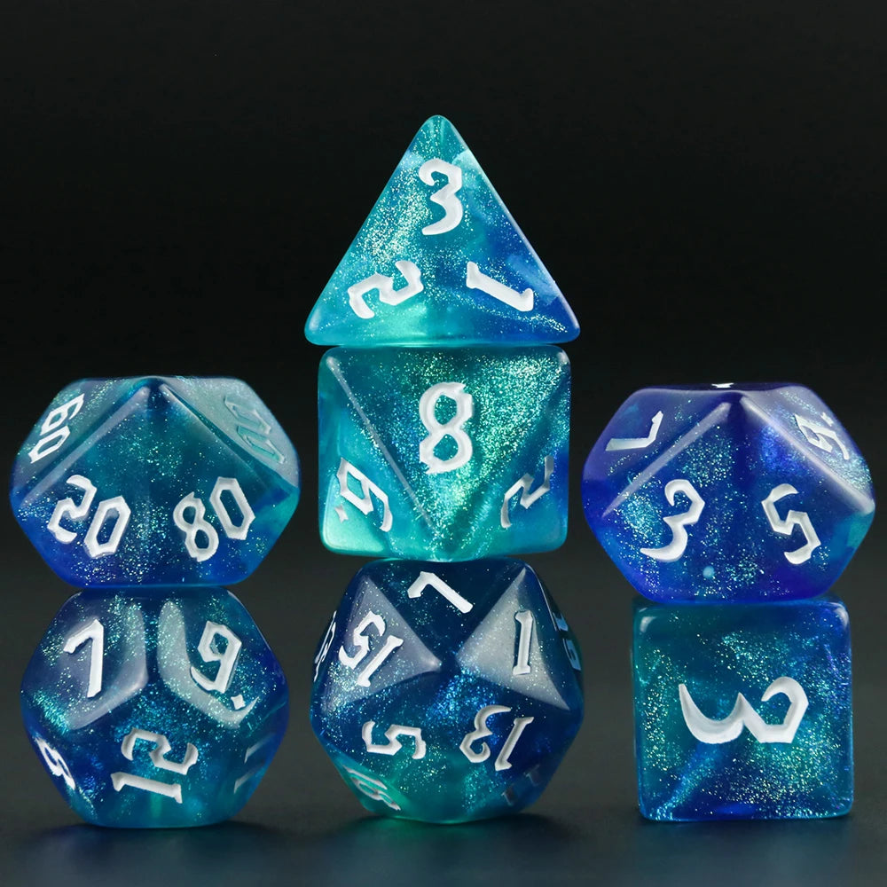 Iridescent Glitter RPG Polyhedral Dice Set for DND Game Dungeon and Dragons Table Board Roll Playing Games