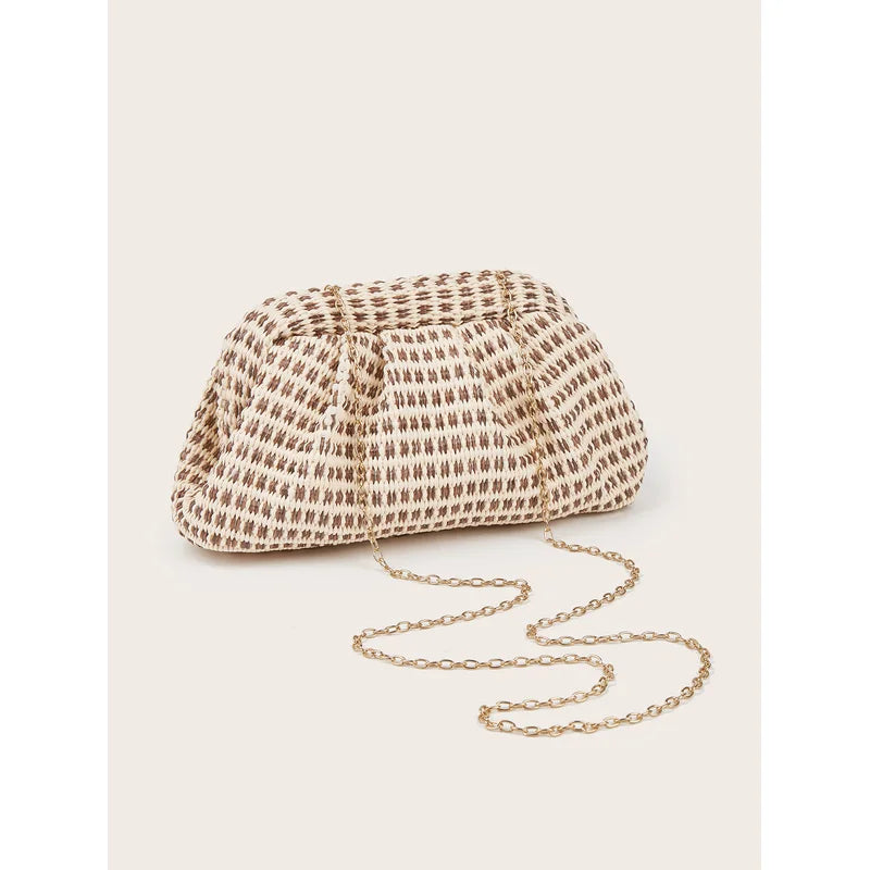 Unique New Woven Clutch Bag Suitable For Vacation And Beach Can Be Worn Crossbody Versatile Chain Clutch Bag