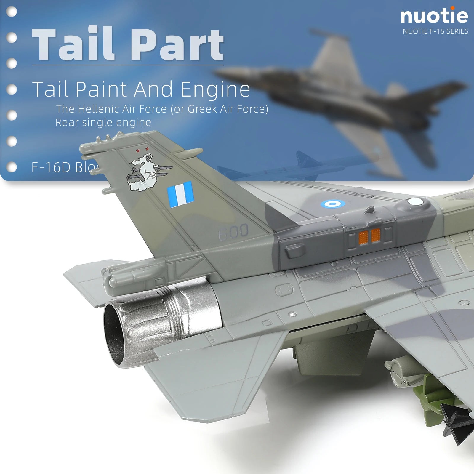 NUOTIE 1/72 F-16D Fighting Falcon US Air Force Diecast Metal w/Display & Kit Fighter Jet Model for Collectors