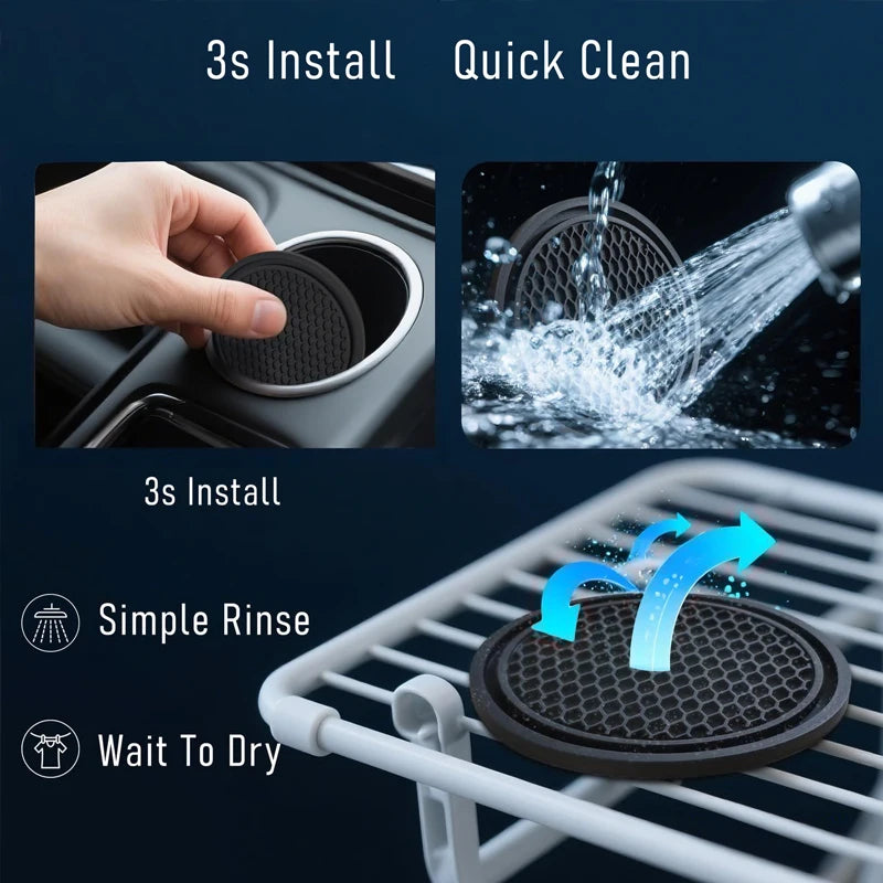 4PCS Car Cup Holder Anti-Slip Silicone Insert Coaster Mat Universal Car Accessories Black Fit For Most Cars