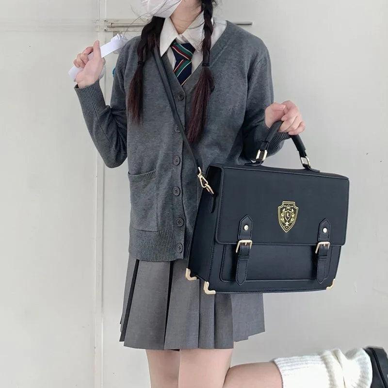Jingchuan University jk uniform bag college wind one shoulder crossbody portable student women's bag badge retro double shoulder