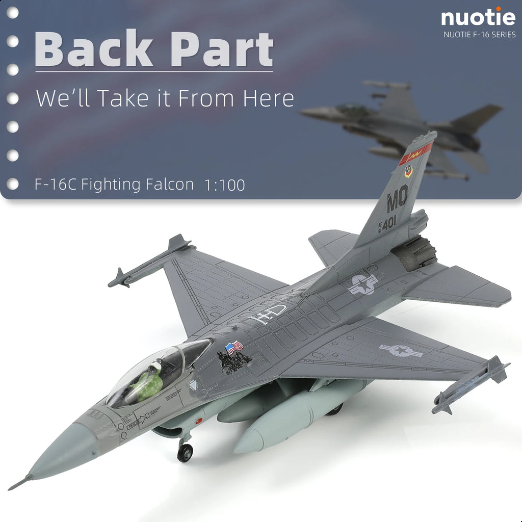 NUOTIE 1/100 F-16C Fighting Falcon Fighter Model Metal DieCast Aircraft Jet Kit Fighter Plane Model