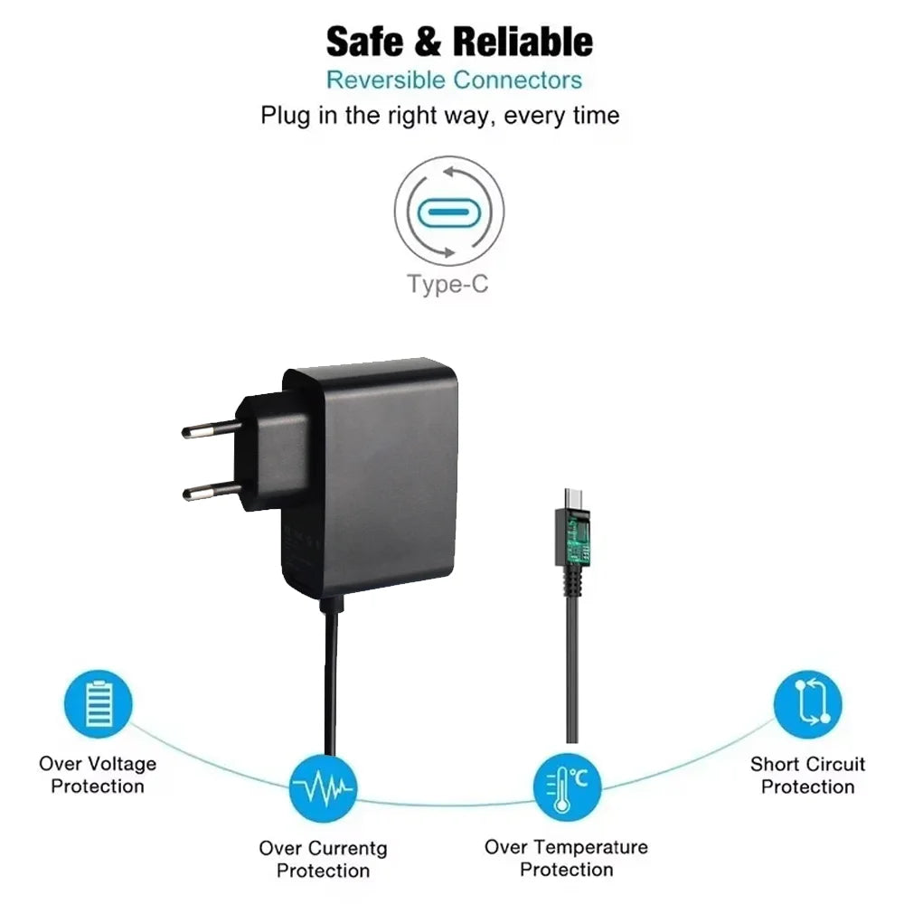 DC5V 2.4A Type-C Replacement Charger Compatible For Switch Lite NS NX Game Console USB C Power Supply Adapter Charger