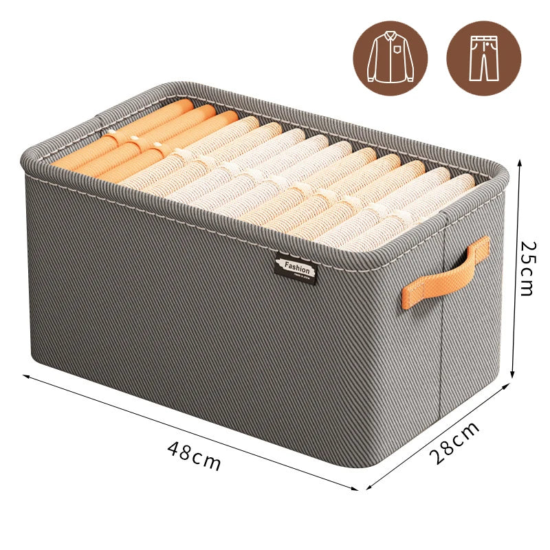 Steel Frame Clothes Storage Box Foldable Fabric Wardrobe Organizer Open Top Drawer Bin for Sweaters Pants Closet Organization