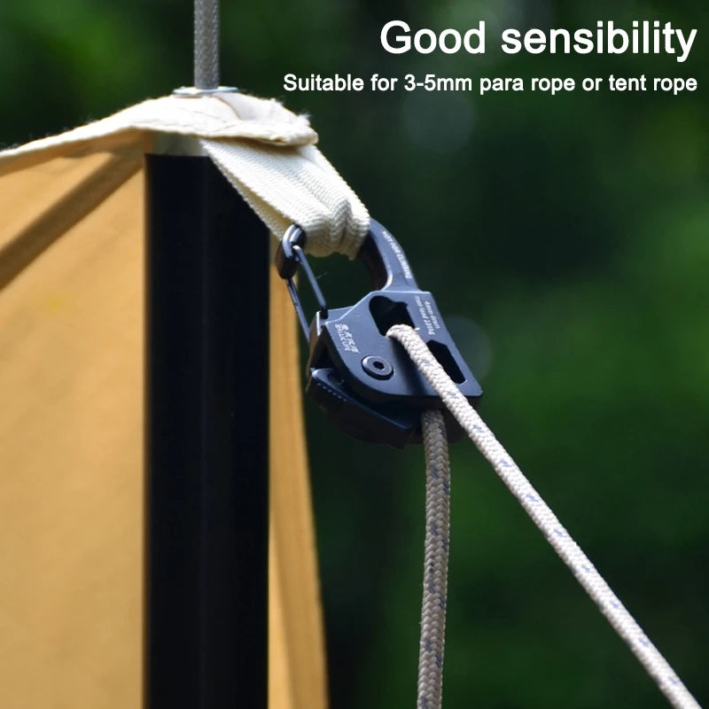 Aluminum Alloy Adjuster Tent Rope Tensioner Camping Supplies Anti-Slip Strong Load-Bearing Tarp Tent Rope Roller Tensioner Cord