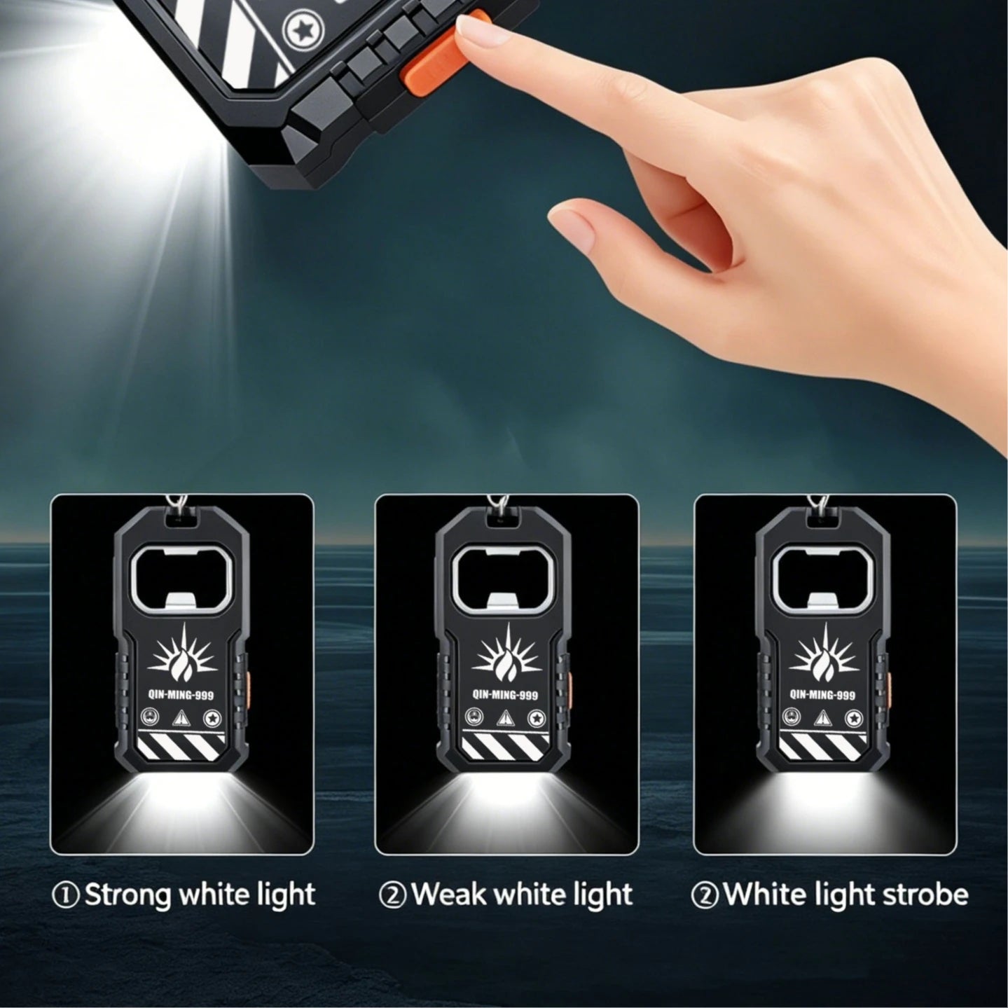COB Keychain Light LED Flashlight USB-C Rechargeable Mini Handheld Flashlight Work Light with Bottle Opener for Outdoor Camping