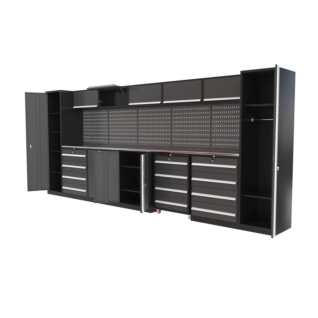 Multi-Purpose Workshop Garage Storage for Heavy-Duty Workbenches, Modular Workstations, and Workshop Tool Cabinets