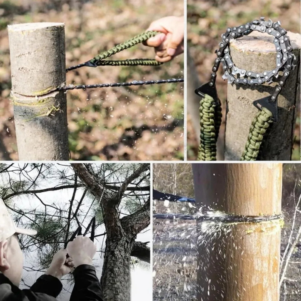 Manual Mini Chainsaw Umbrella Rope Handle Garden Logging Convenient Chain Saw Outdoor Survival Corded Saw Hand Tools