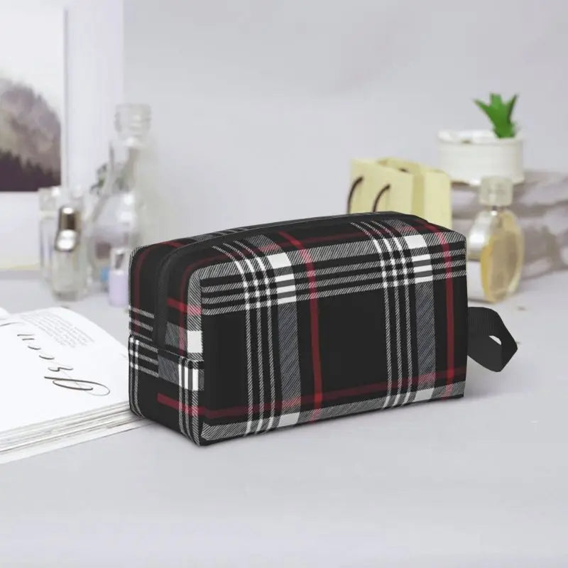 GTI Tartan Print Travel Storage Bags Unisex Portable Toiletry Bag Large Waterproof Makeup Cosmetic Bag Pouch for Women Men Gift