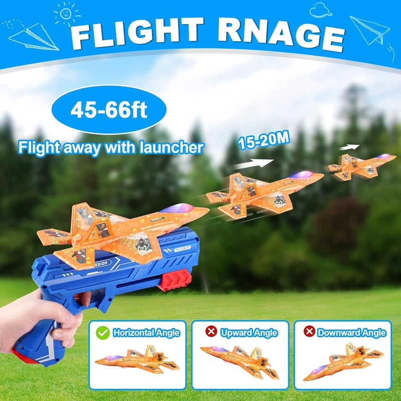 7.4" F-35 Launcher Foam Airplane Catapult Plane with Soft Bullet Gun for Kids Summer Outdoor Aircraft Flying Novelty & Gag Toys