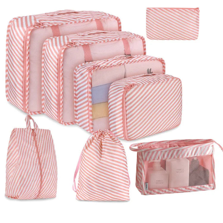 8Pcs Travel Organizer Storage Bags Wardrobe Cube Suitcase Packing Cubes Set Storages Luggage Clothes Shoe Pouch Folding