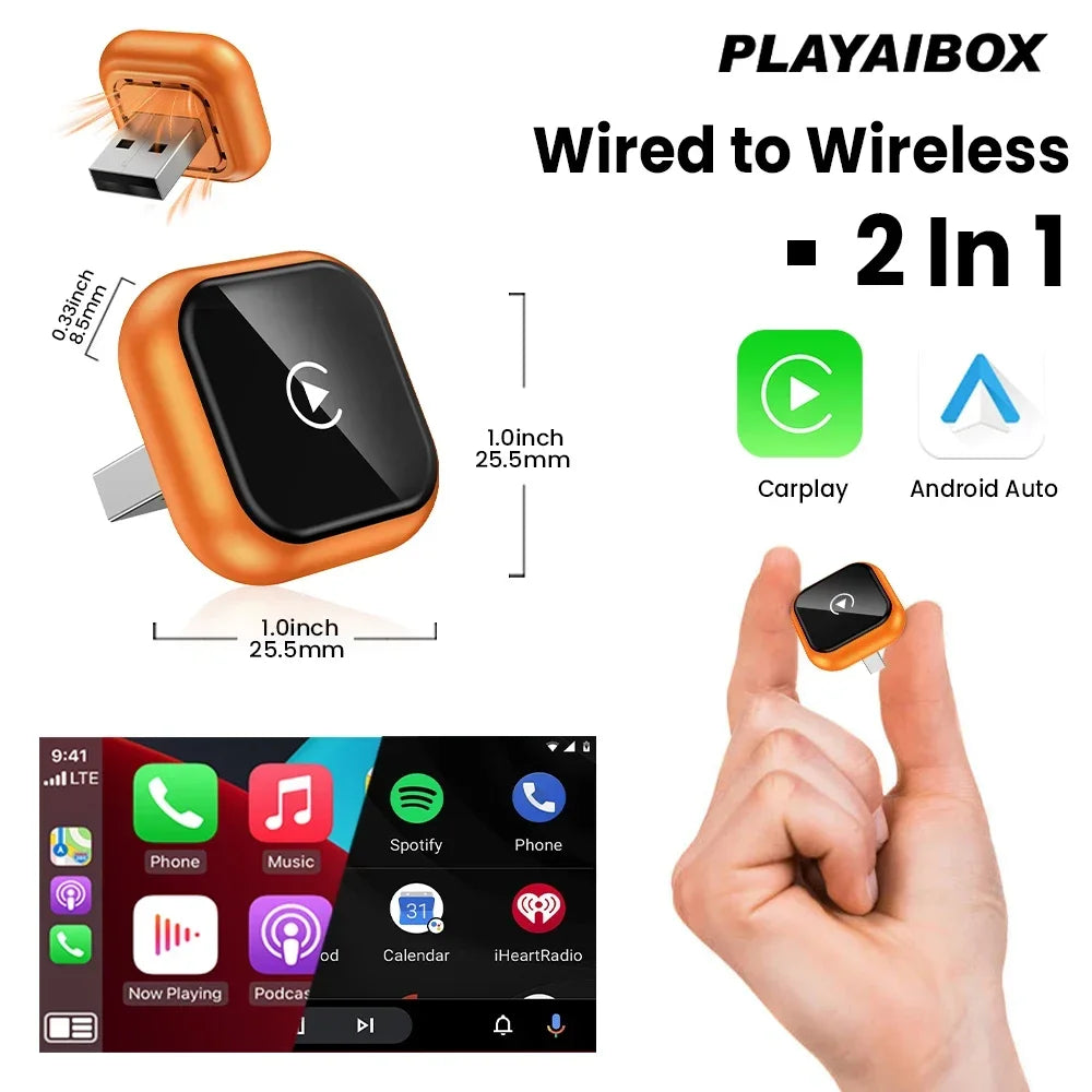 2In1 Wireless CarPlay Android Auto Adapter USB Dongle Smart Mini Box Plug And Play 5G WIFI Bluetooth For 98% Wired Carplay Cars
