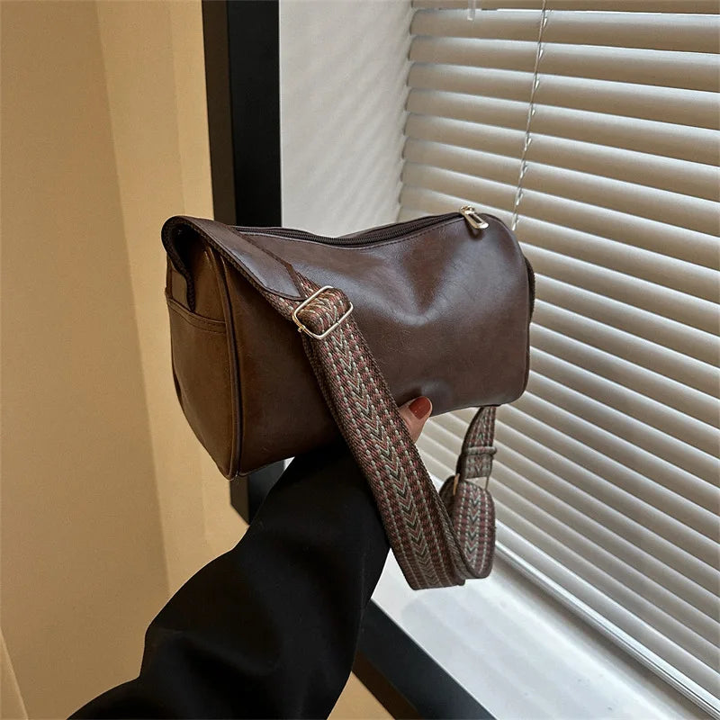 HOMEFISH Vintage Leather Boston Women Small Handbag and Purse Designer Crossbody Bag Female Casual Travel Pillow Shoulder Bag