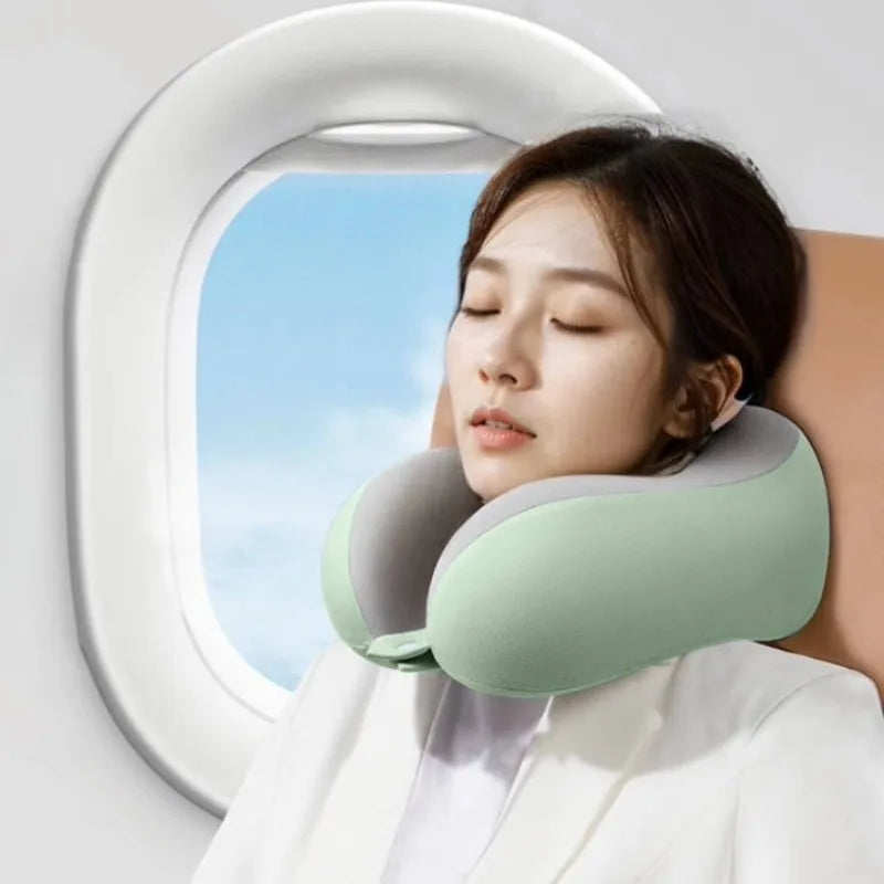 Travel Neck Pillow Memory Foam U-Shaped Soft Portable Neck Support Pillow for Airplane Car Home Office Use Ergonomic Designed