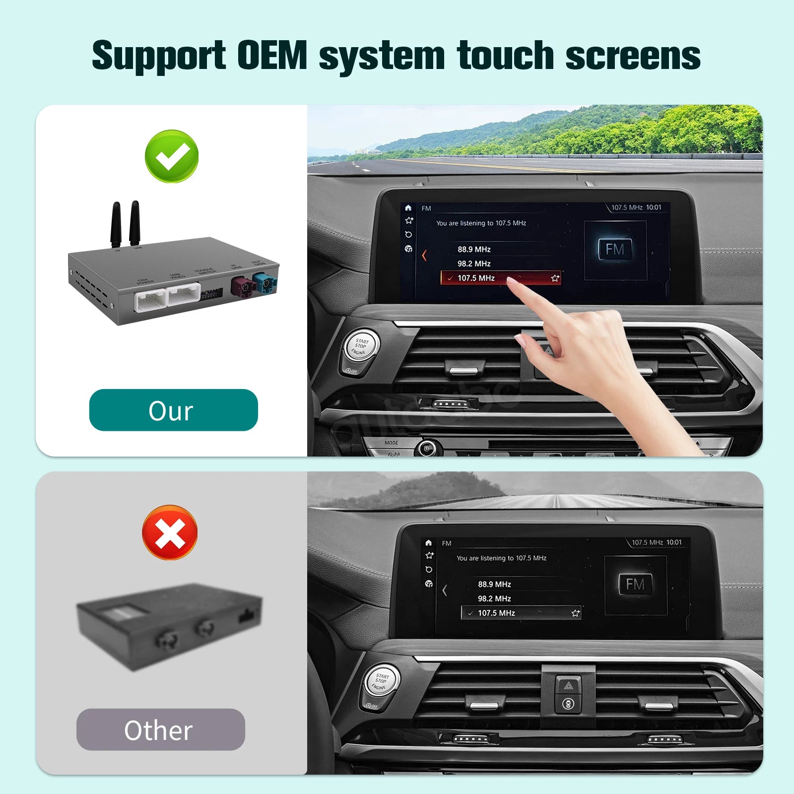 AUTOABC Wireless CarPlay for BMW EVO X5 F15 F85 X6 F16 F86 G01 2017-2019 with Android Mirror Link AirPlay Carplay Support Touch