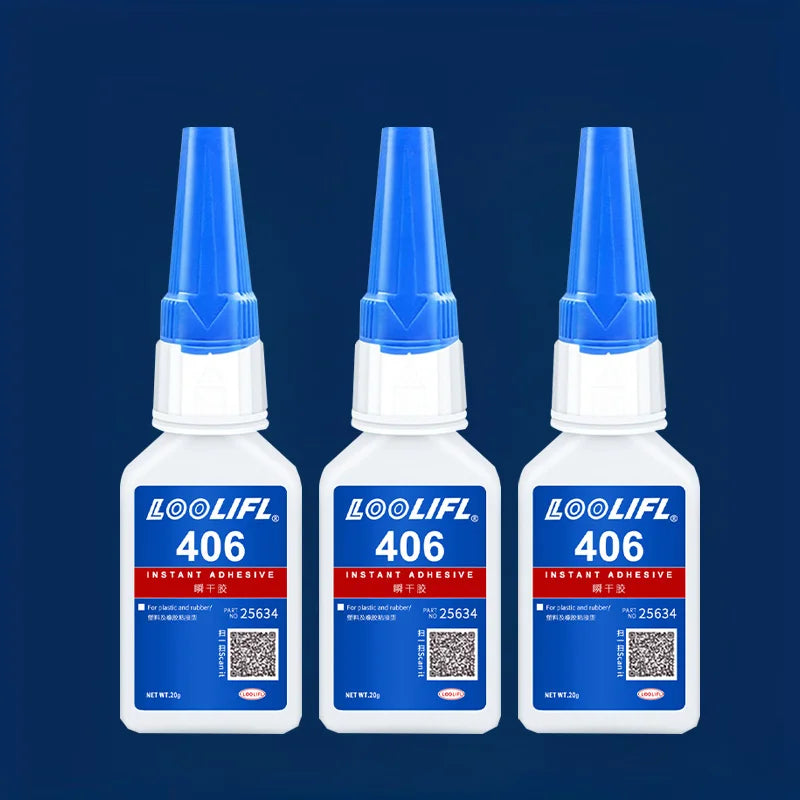 406 Super Glue Instant Cyanoacrylate Adhesive Strong Bond for Plastic Rubber Metal Wood Ceramic Fast Drying Clear Repair Glue