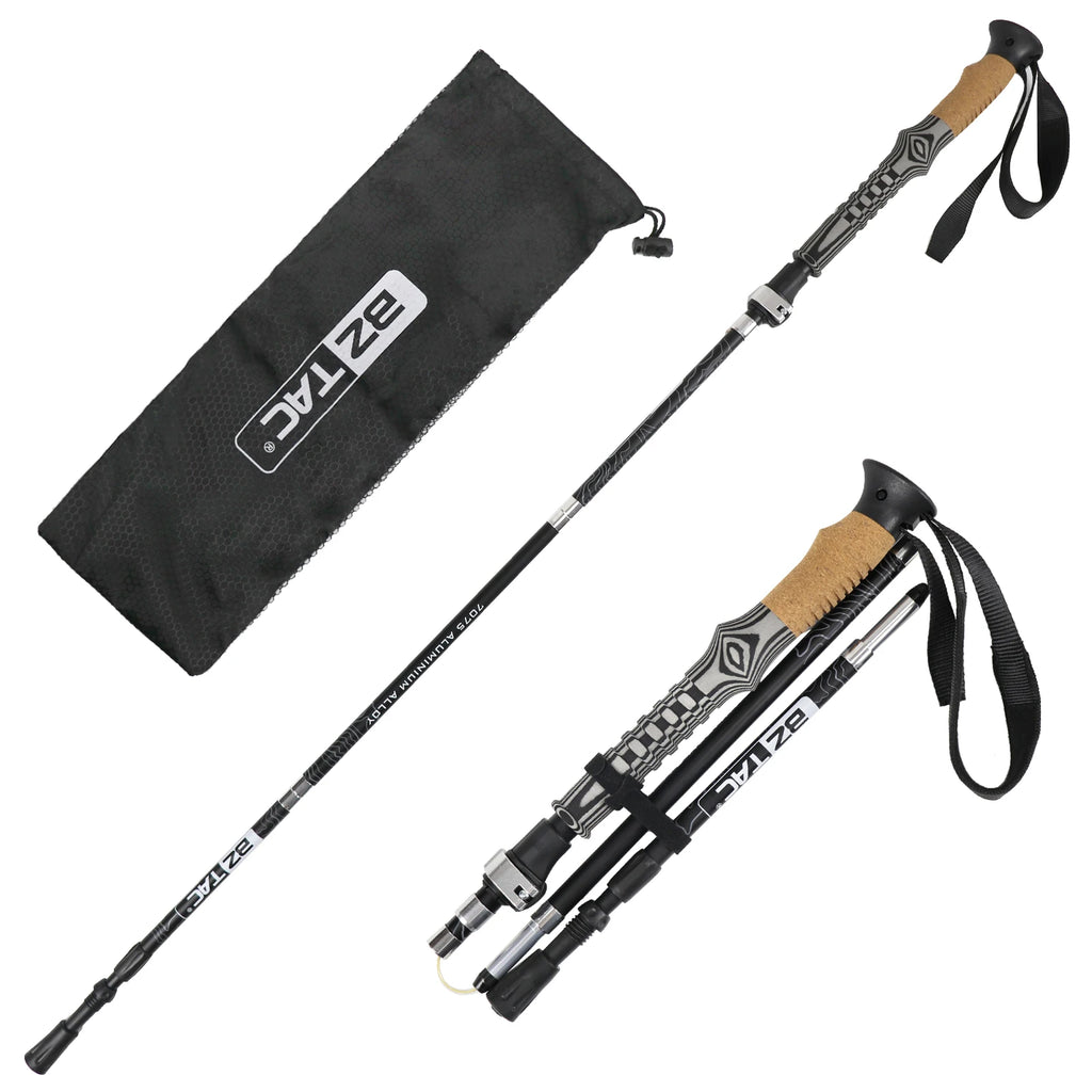 The New Foldable Trekking Pole Is Portable, Easy to Store, Freely Adjustable in Length, Sturdy, Stable, Non-Slip, Shock-Absorbing, and Has Strong Load-Bearing Capacity. It Is a Great Helper for Outdoor Climbing, Hiking, and T