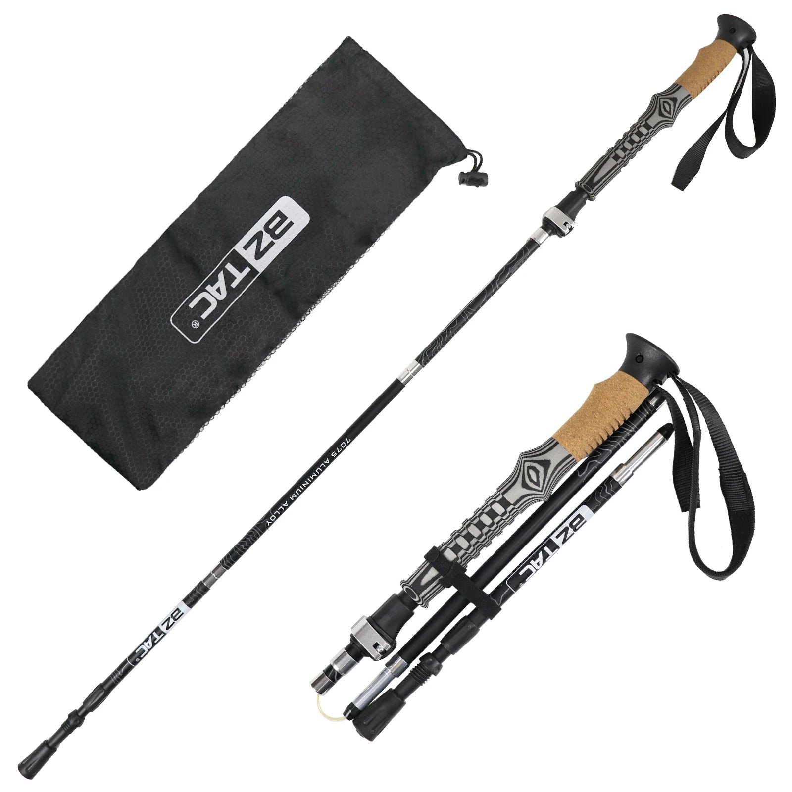The New Foldable Trekking Pole Is Portable, Easy to Store, Freely Adjustable in Length, Sturdy, Stable, Non-Slip, Shock-Absorbing, and Has Strong Load-Bearing Capacity. It Is a Great Helper for Outdoor Climbing, Hiking, and T