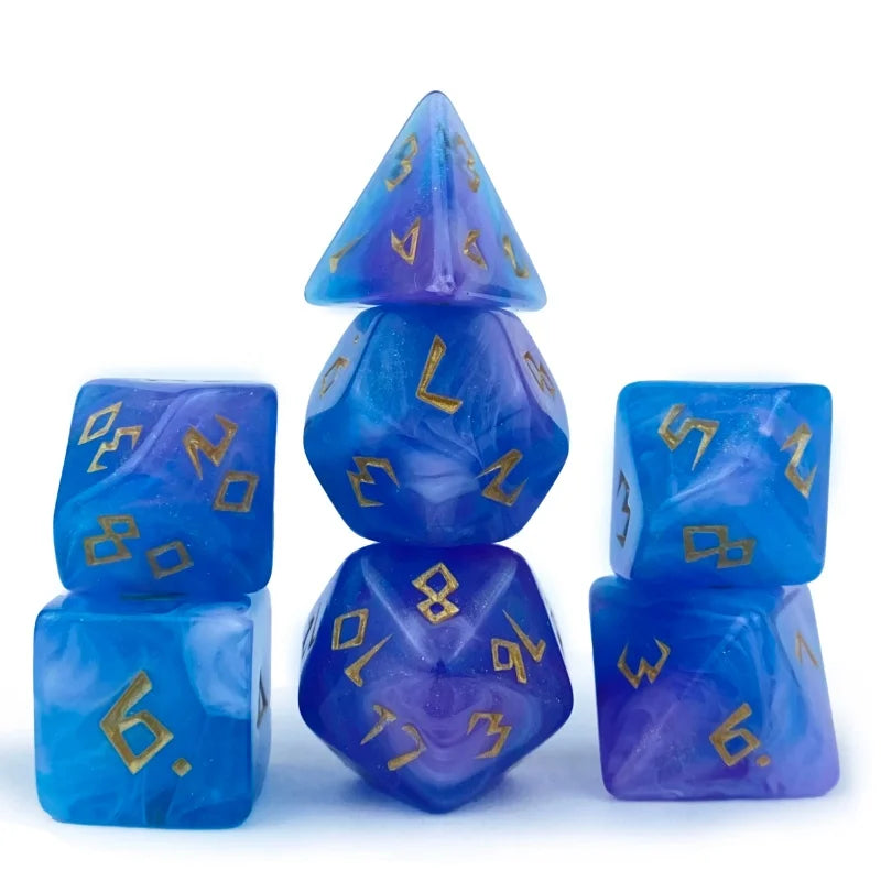 Dazzling Colors 7 Pcs /Set Acrylic Dice TRPG Games D4 D6 D8 D10 D12 D20 Dice Polyhedral Dice Set For DND Or COC Game