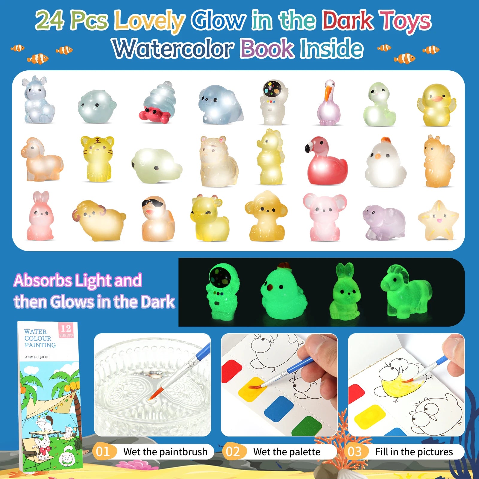 Bath Bombs for Kids with Toy Inside, 24 Pcs Natural and Organic Bubble Bath Bombs with Glow-in-The-Dark Surprise Inside