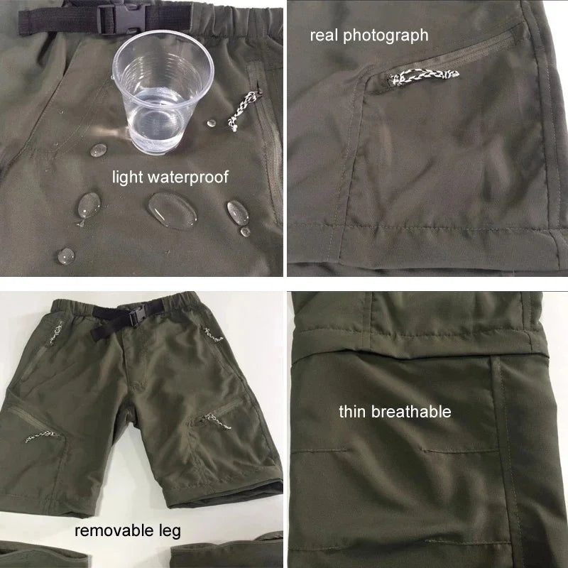 Hiking Pants Men Summer Quick Dry Outdoor Waterproof Breathable Trousers Tactical Travel Camping Trekking Remove Trousers Shorts